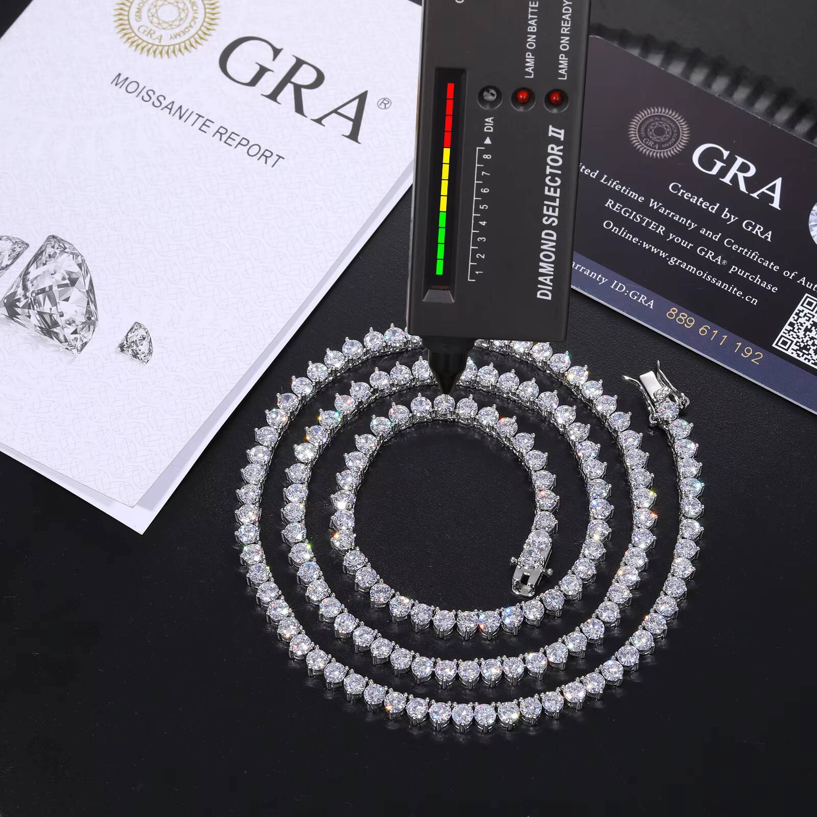 3mm 4mm 5mm 3 Prong Moissanite Tennis Chain Wholesale Custom 925 Sterling Silver VVS Mossanite Fashion Tennis Necklace