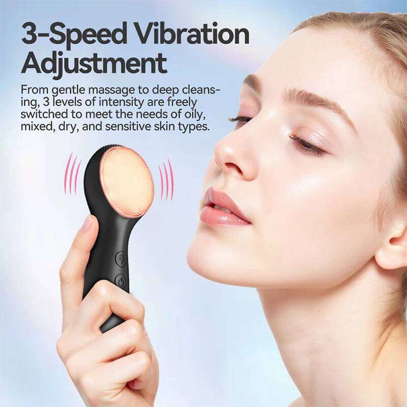 7 in 1 Facial Brush Device Silicone Deep Cleansing Face Scrubber Exfoliator Cleaner Vibration Massager IPX7 Waterproof