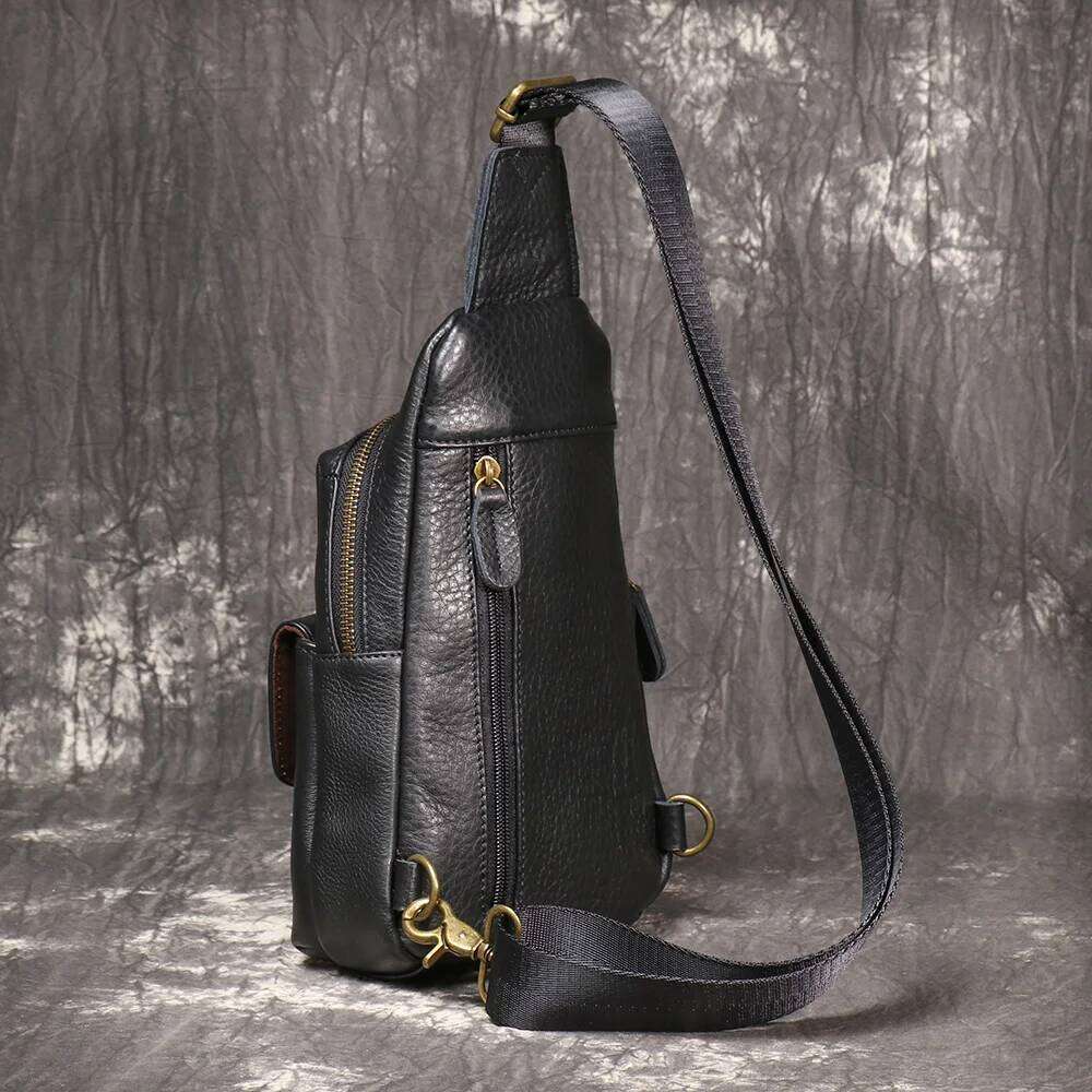 LUOKIR Top Layer Cowhide Chest Outdoor Casual Large Capacity Crossbody Lightweight Portable Multi-Functional Waist Bag 250731