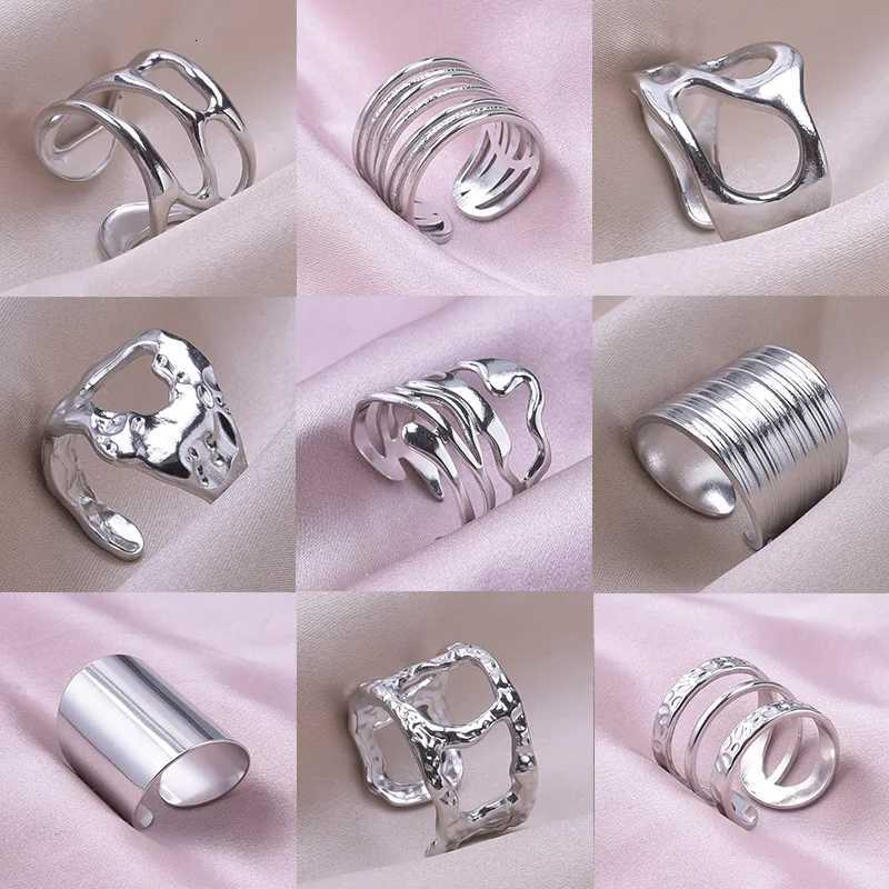 1/3Pcs Stainless Steel Women Irregular Hollow Textured Chunky Open Rings DIY Personality Vintage Multi-Layer Men Rings Jewelry y250730