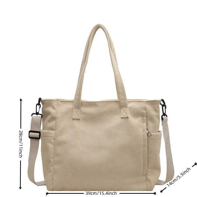 Fashion Versatile Shoulder Bag College Wind Commuting Corduroy Square BagUnisex Large Capacity Leisure Portable Crossbody Bag Y250730