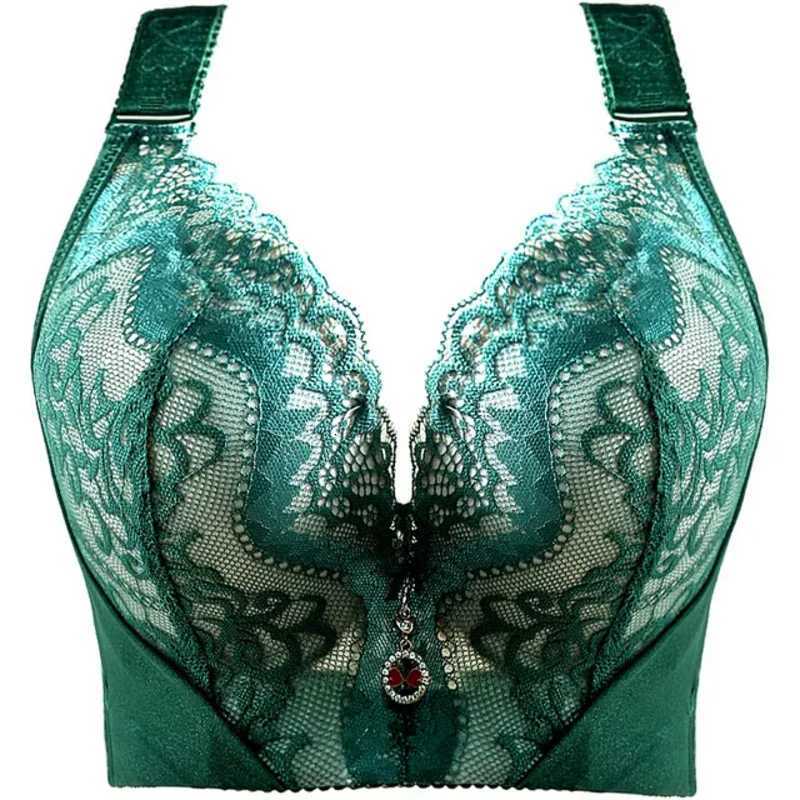 Plus Size Push Up Bra Sexy Lace Underwire - Full Coverage Lingerie for Curvy Women Wide Side Wings Thin Cup Support Big Bust Z250730