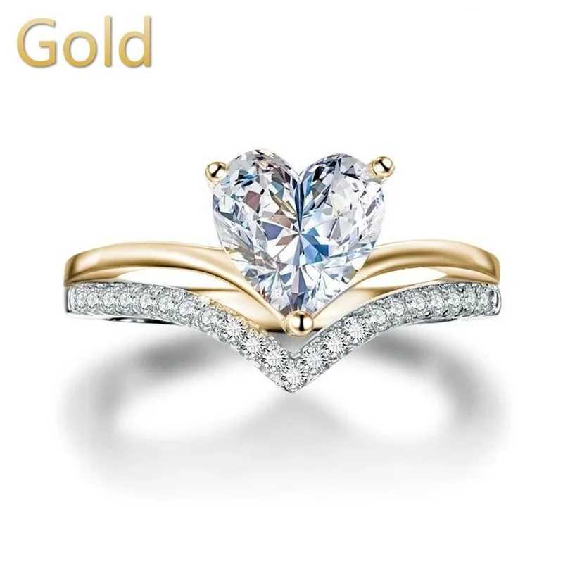 Delicate Silver Color White Zircon Stones Heart Rings for Women Fashion Bridal Engagement Wedding Ring Set Jewelry Gift y250730