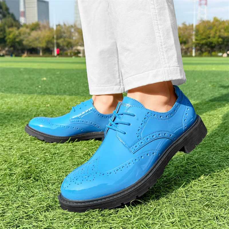 Shiny Leather Mens Golf Shoes High Quality Platform Golfers Shoes Men Waterproof Golf Sport Shoes Men Trainers Large Size 48 4 Y250731