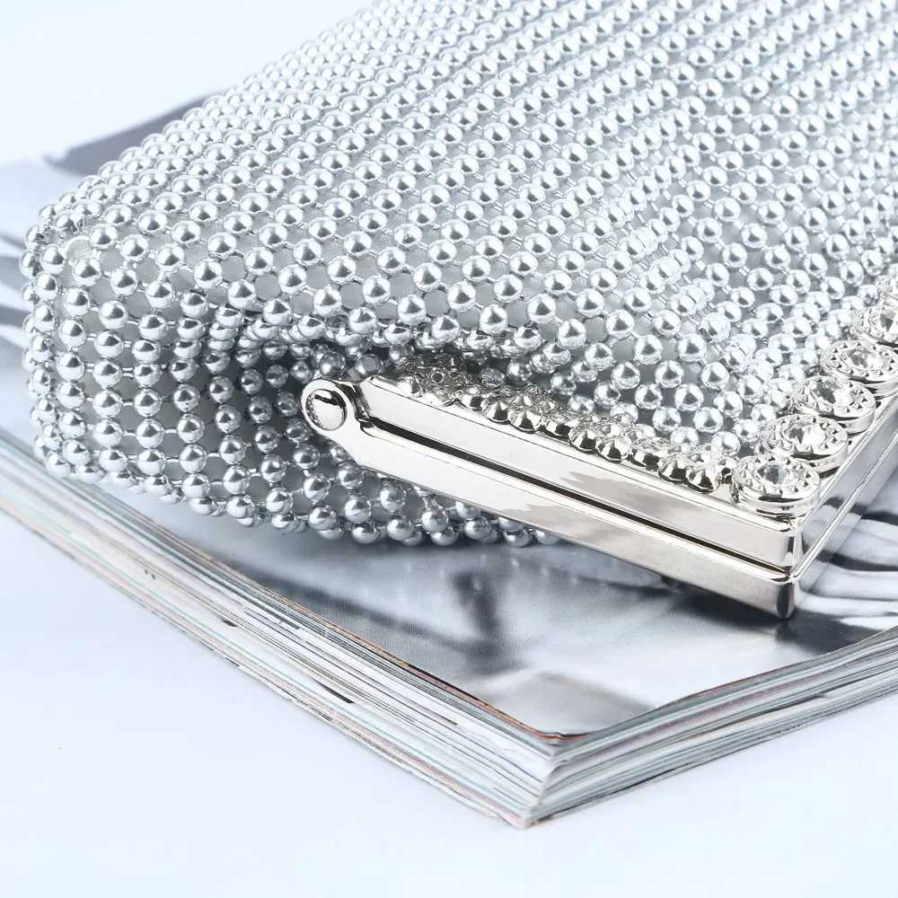 Evening Gold Clutch Bag Glitter Bead DESIGN Elegant Woman Party Bags Vintage Fashion Bridal Purse Silver Handbags Night Bag Y250730
