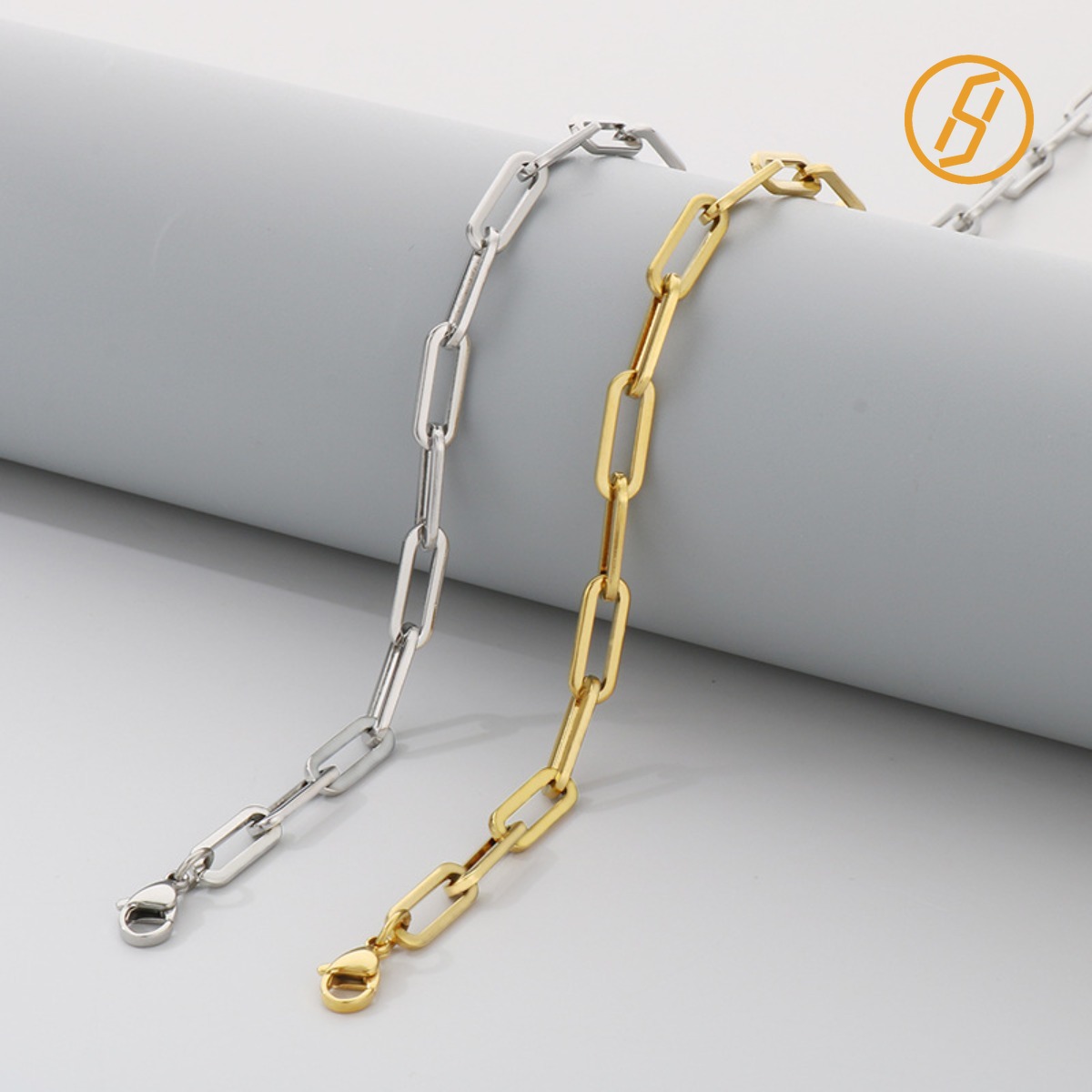 Personalized Titanium Square Wire Necklace Bracelet - Versatile Electroplated Stainless Steel Sweatshirt Chain for Men and Women Couples Z260313