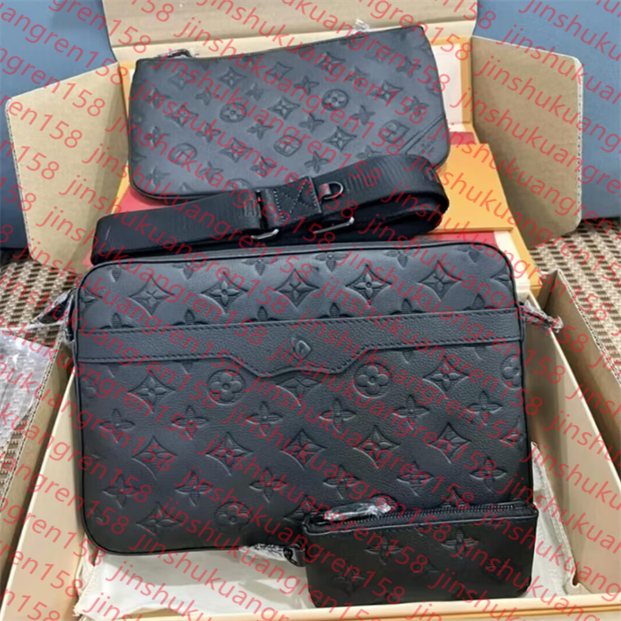 Handbags Women Men Leather TRIO Messenger Bags designer Handbags Leather Briefcases Shoulder Backpack Sport Male Cross Body Purse Man's bag