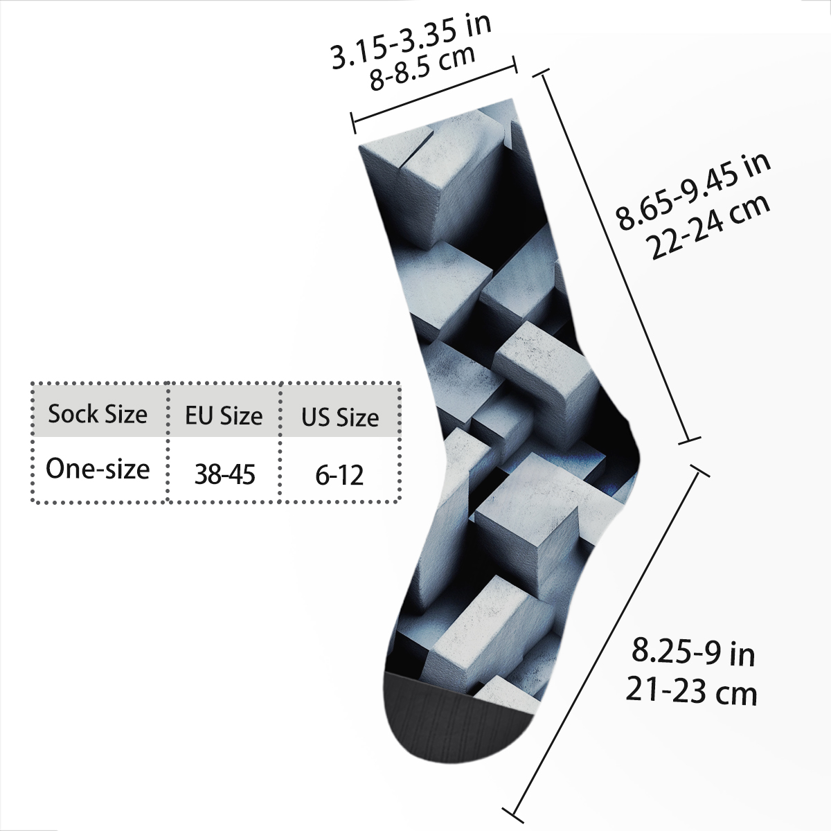 Geometric Cube Pattern Unisex Tube Sock C117