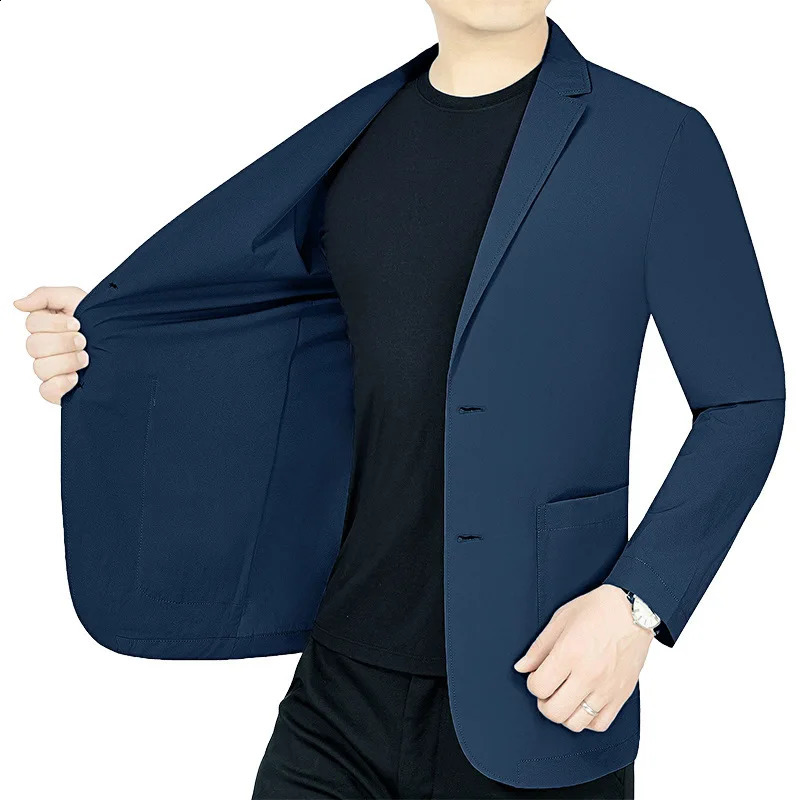 Summer Male Thin Elastic Blazers Jackets Quality Men Breathable Sunscreen Coats Man Business Casual Suits 4XL 250724