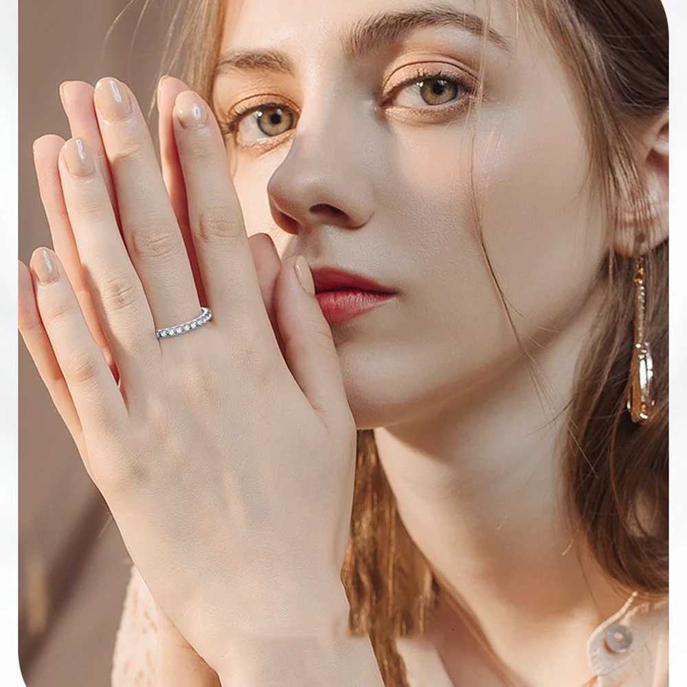 2mm D Color Moissanite Ring 925 Sterling Silver Solid 18k White Gold Eternity Band Wedding Engagement Rings For Women y250730