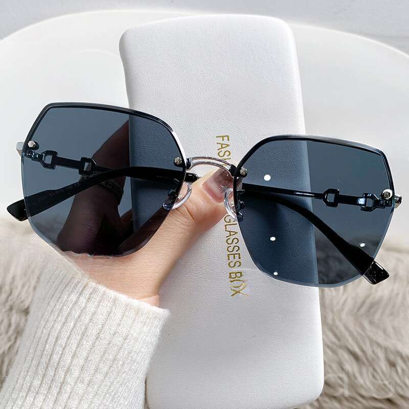 DHcollections Frameless Sunglasses - UV380 Protection, Metal Edge, Fashionable for Women (5 Trendy Colors)