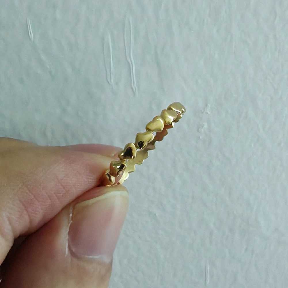 7 Simple Stainless Steel Heart Statement Rings for Women Gold Color Trendy Fashion Jewelry US Size 5 6 7 8 9 10 y250730