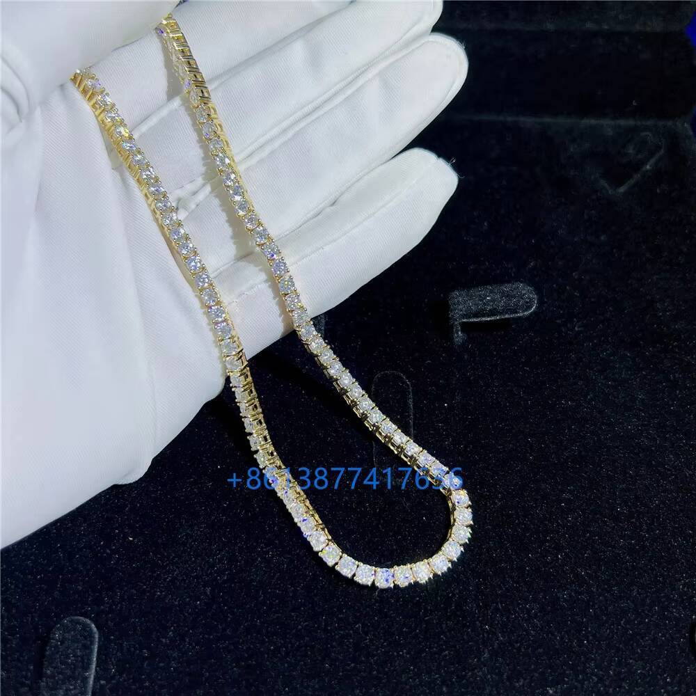 Factory Price 10K White Yellow Gold Diamond Gold Tennis Necklace 3mm 18 20 22 GRA Certificated VVS Moissanite Tennis Chain