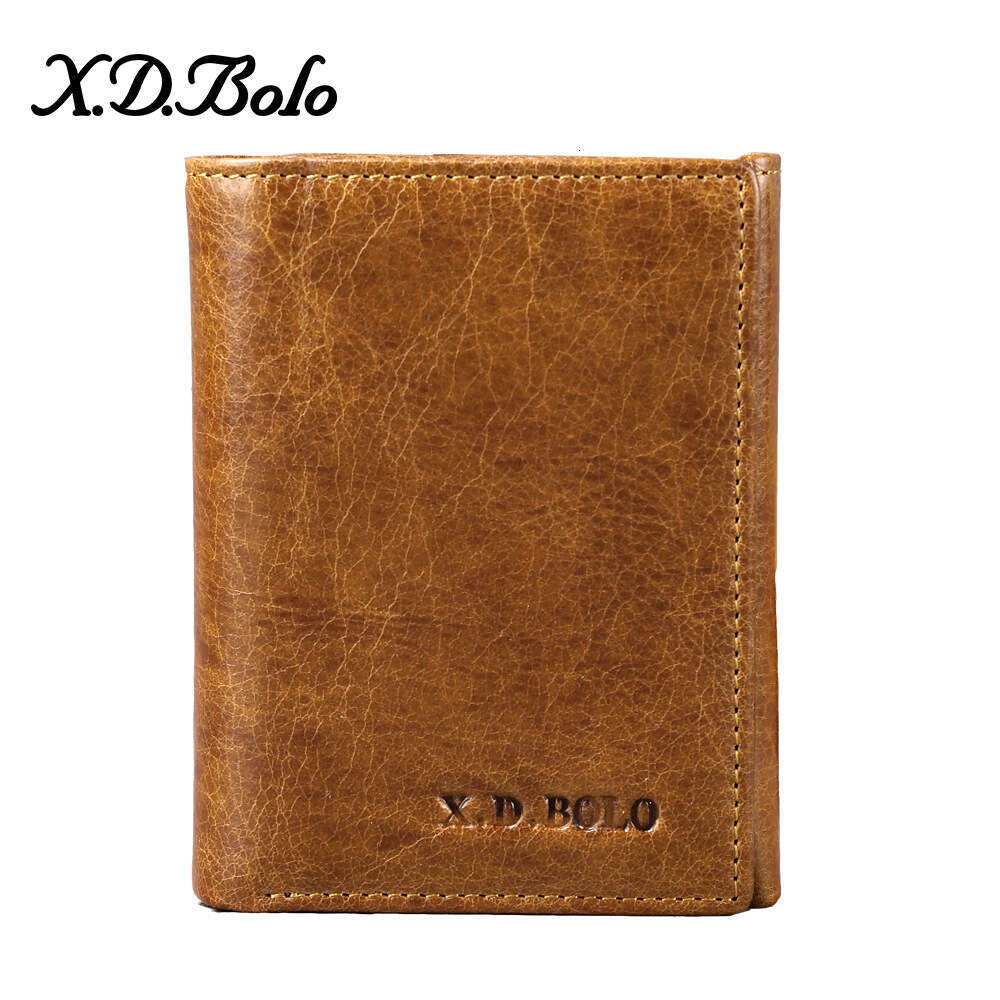 Hot-selling Genuine Leather Men's Top Layer Oil Wax Cowhide 70% off Short Wallet Zipper Coin Purse Money Clip designer wallet B5 B5