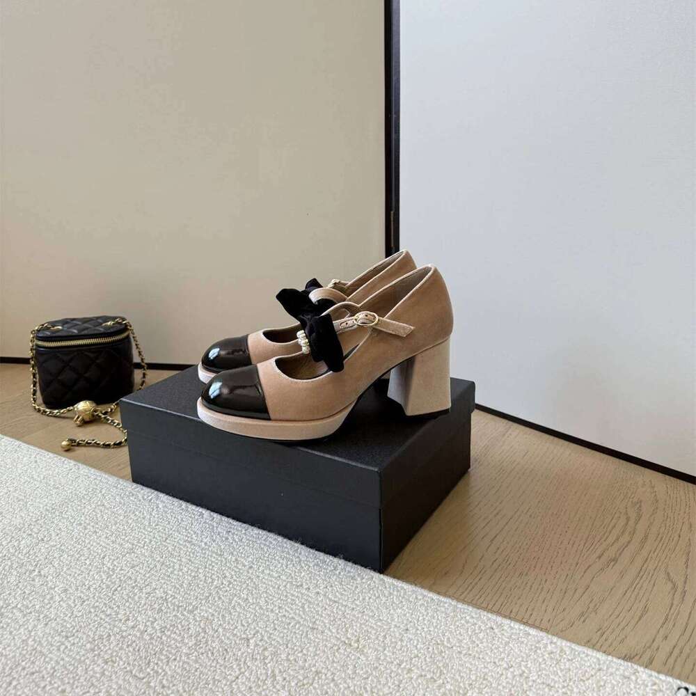 New Shoes Women Size34-41 Flannel Pumps Super High Heels Genuine Leather Butterfly Knot Pearl Flat Platform Zapatillas De Mujer 6cf