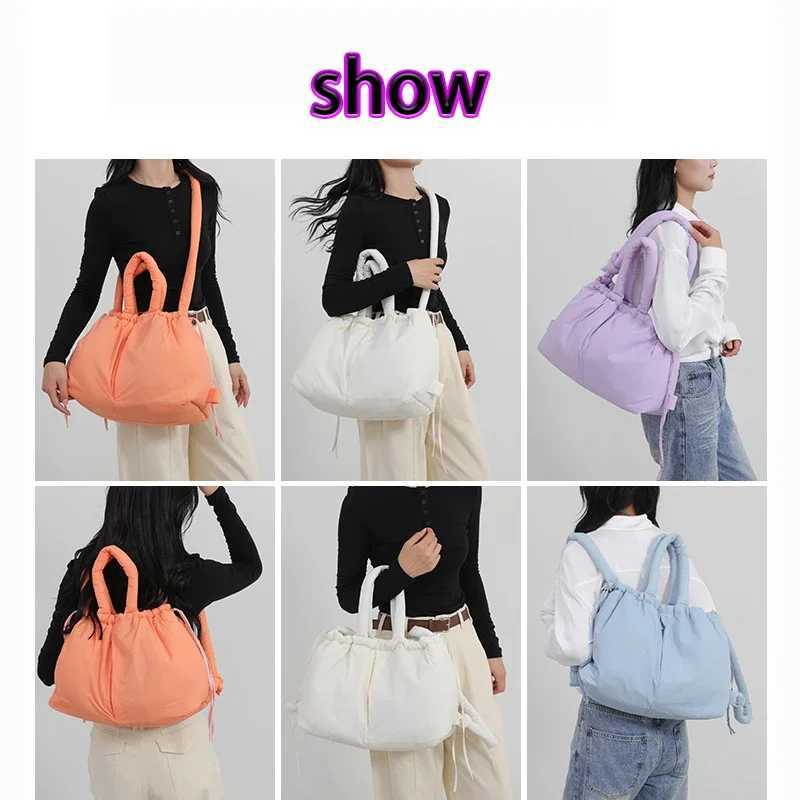 Simple Vintage Large Capacity Handbags Designer Soft Women Shoulder Crossbody Bags Casual Nylon Padded Tote Bag Y250730