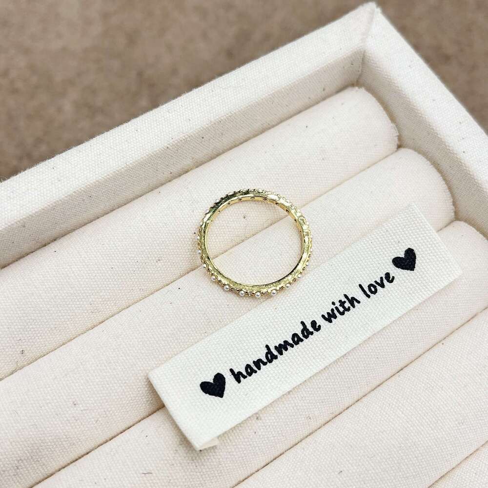 Closed Loop Mini Pearl Inlaid Full Zirconia Thin Gold and Silver Two-tone Optional 2025 Spring New Ring 8b2