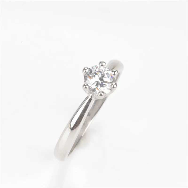1456 CC Simple Rings For Women Silver-Plated Cubic Zirconia Round Stone Classic Jewelry Bridal Wedding Engagement Rings y250730