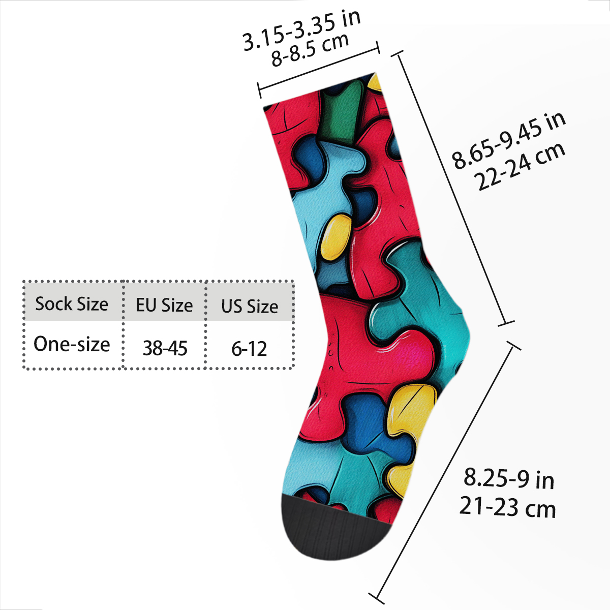 Colorful Puzzle Piece Unisex Tube Designer Socks C127