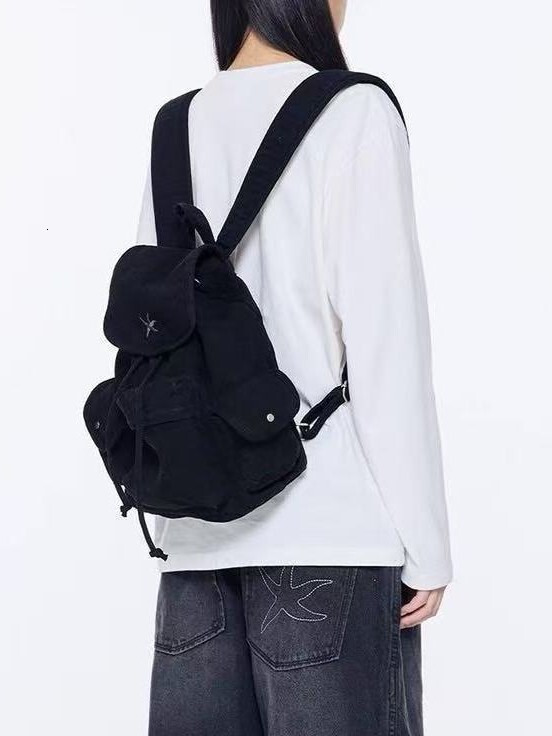Designer Bag Large Capacity Multi-pocket Korean Vintage Starfish Denim Casual Backpack Washed Student School Bag Trendy Luxury Bag Tote Bag