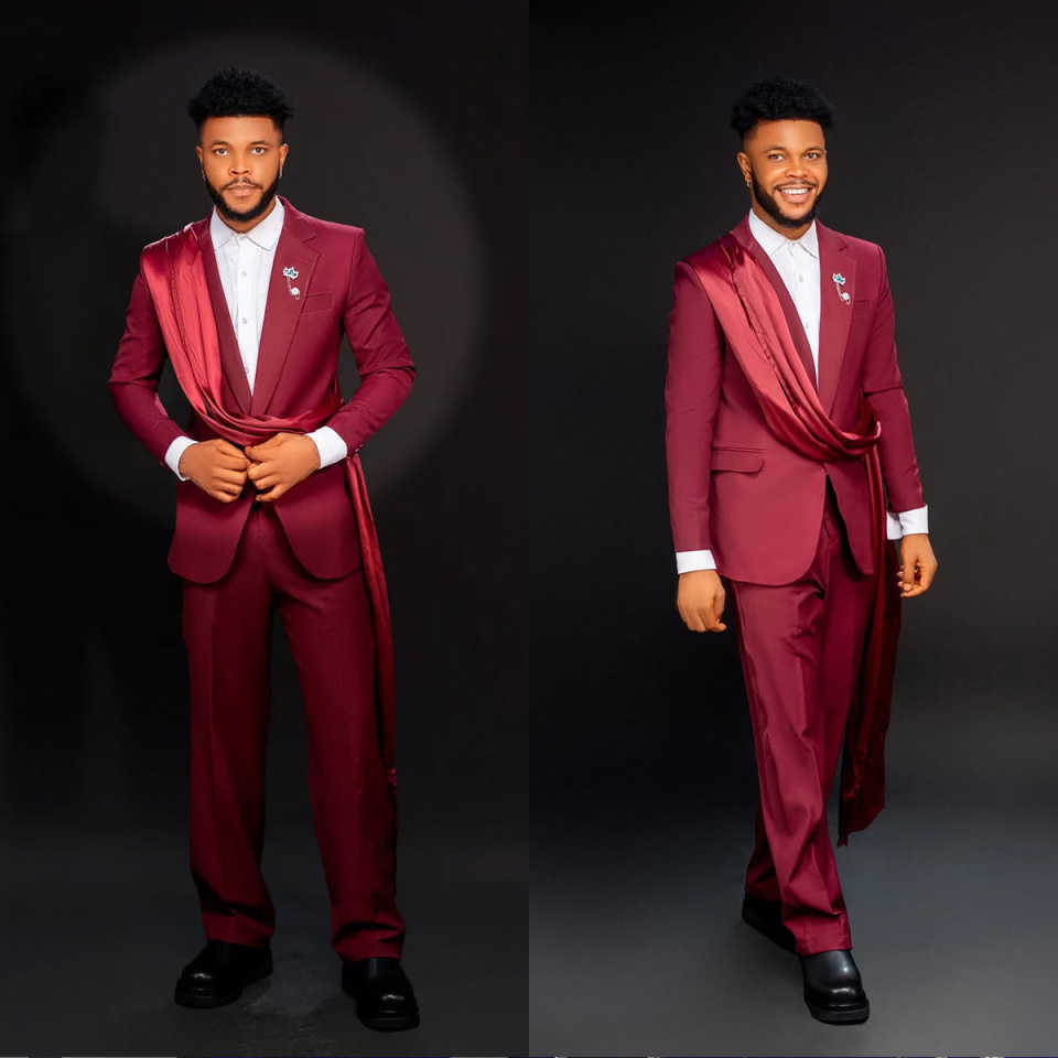Fashion Men Suits Customized 2 Pieces Notched Lapel Long Ribbon Tuxedos One Button Groom Wedding Sets Classic Fit Evening Party Wear