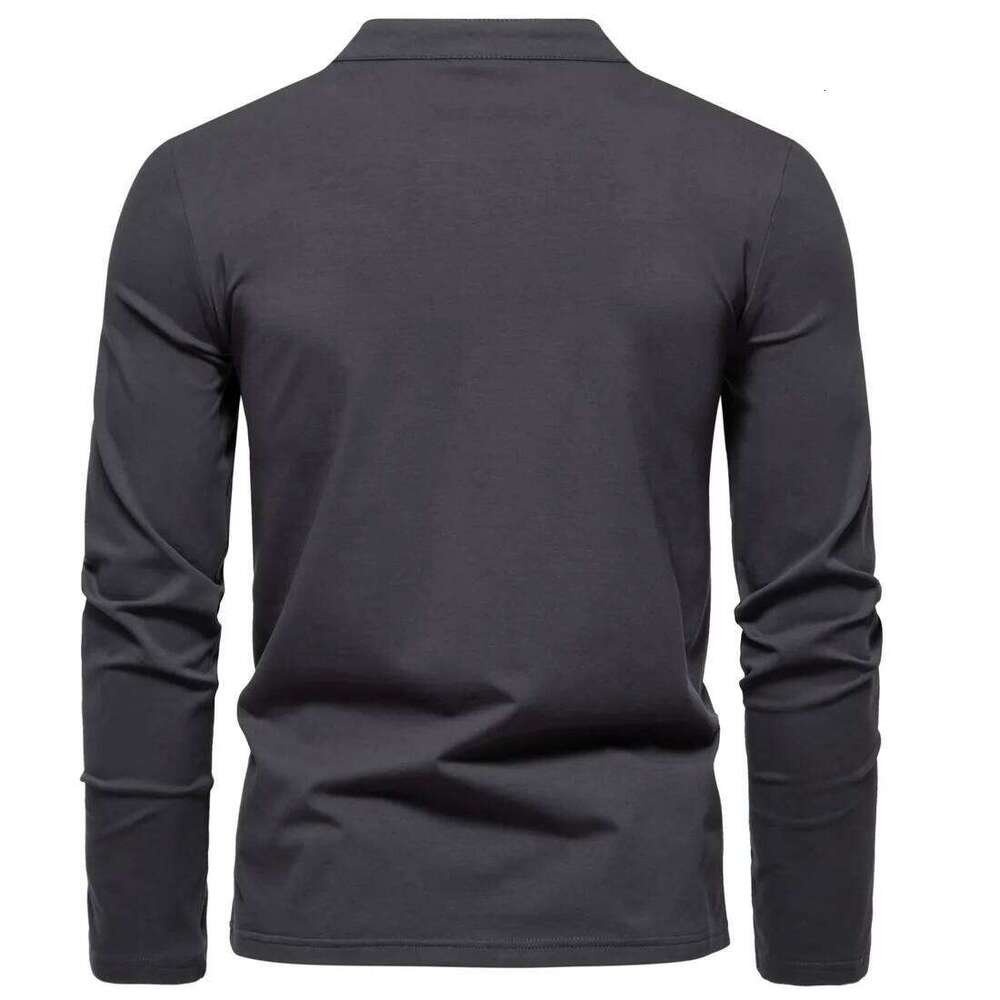 New Autumn Fashion Men's Shirt Solid Color Long-Sleeve Slim Fit Cotton Polo Casual Hip Hop Top Shirts 5XL