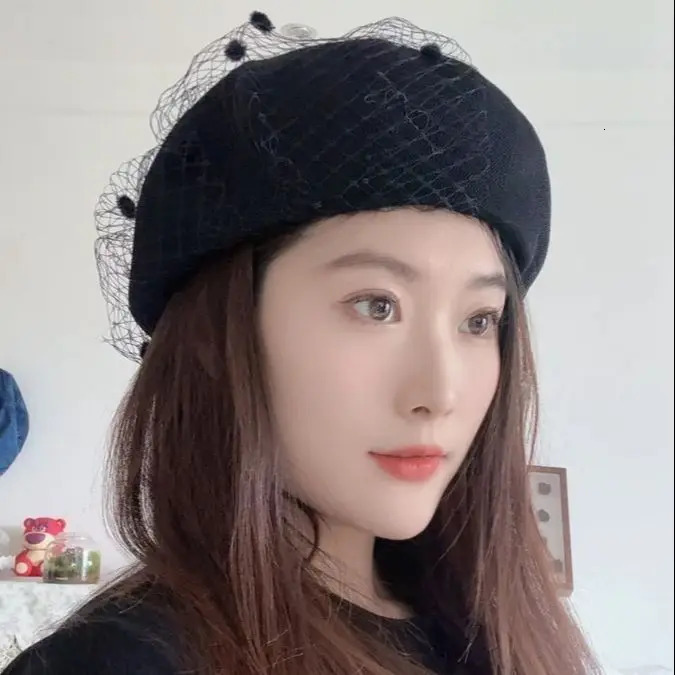 Womens Summer Thin Mesh Beret Miss Qianjin Socialite Style Breathable Hepburn Fashionable Western-Style Hat 250730