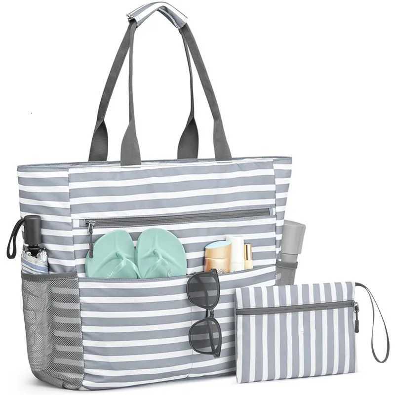 1pcs Beach Tote Bag Waterproof Foldable Large Capacity Lightweight Portable Travel Storage Bag for Outdoor Swimming Vacation G250729