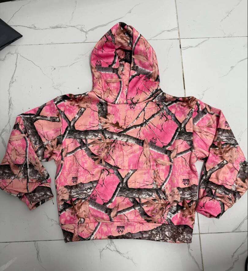 Y2K High Quality Retro Zip Up Hoodie Pink Branch Camo Print Pattern Sweatshirt Streetwear Haruku Trendy Casual Camouflage 3XL