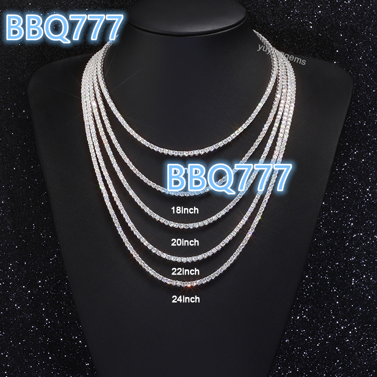 100% Pass Diamond Tester D Color Vvs Mossanite 2mm-6.5mm Iced Out Hip Hop Necklace Women Jewelry Tennis Chain Moissanite Chain