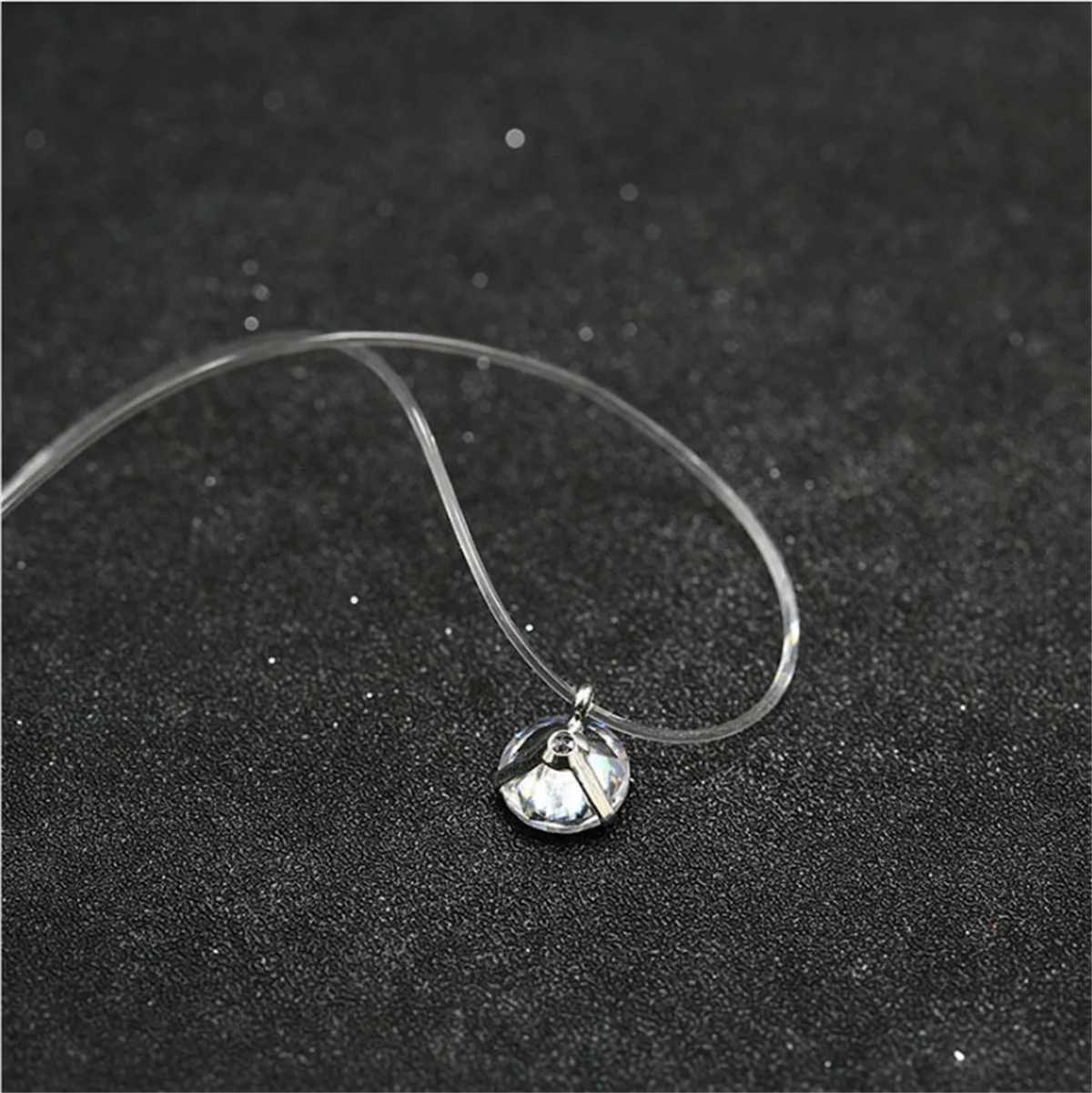 Fashion Shiny Crystal Necklace For Women Female Transparent Fishing Line Round Zircon Choker Minimalist Clavicle Chain Jewelry Z250731 Z250910