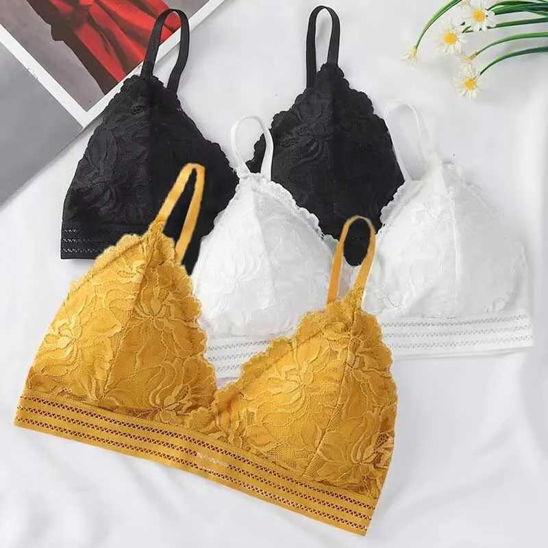 Lace Triangular Cup Suspender Bra Thin Cup Without Steel Ring Sexy Beautiful Back Breathable Bra with Detachable Chest Pad Z250730