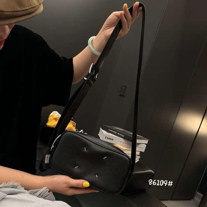 Black Women's Super Hot Cowhide Camera Crossbody Small Square Bag Genuine Leather B5