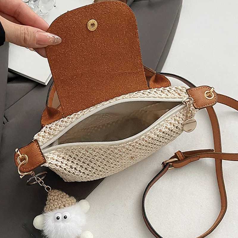New Straw Braided Shoulder Bag Seaside Beach Holiday Crossbody Bag Summer Braided Small Handbag Womens Single Shoulder Bag Y250730