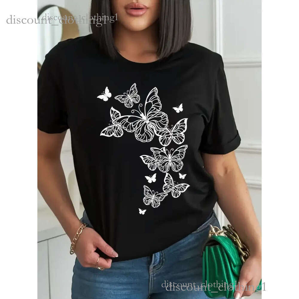 180g pure cotton soft T-shirt butterfly painted tops customizable with pictures breathable fabric tops women designer Shipping from the US delivery 3d
