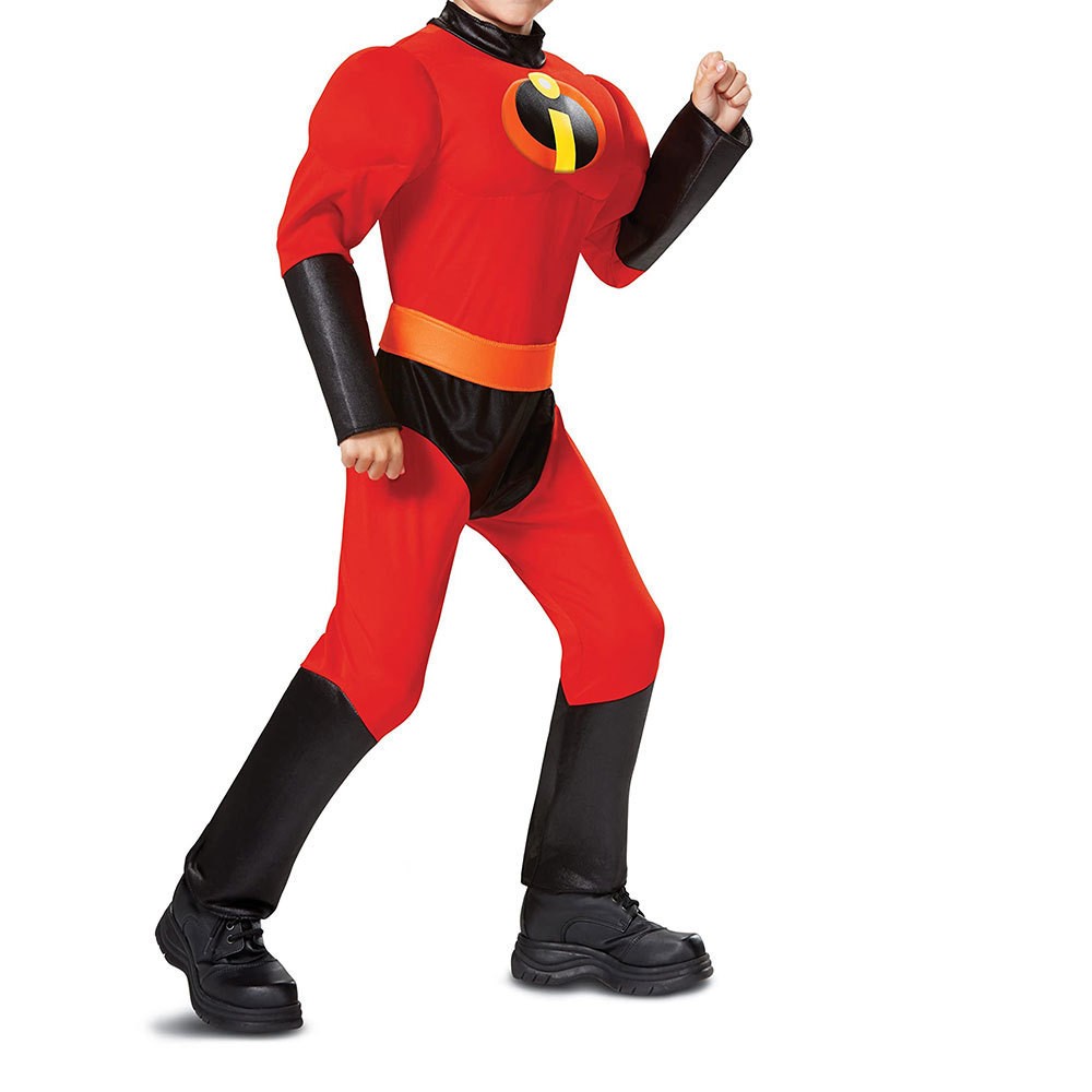 Children's Superman spy style one-piece tight-fitting suit, red and black contrasting hero costume, Halloween party stage performance cosplay cos