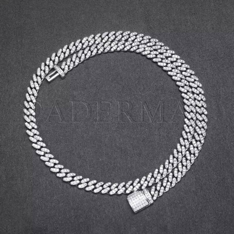 Cadermay Moissanite Cuban Chain 6mm D VVS Moissanite Miami Cuban Chain Hip Hop Jewelry Men Women Gift Cuban Link Chain