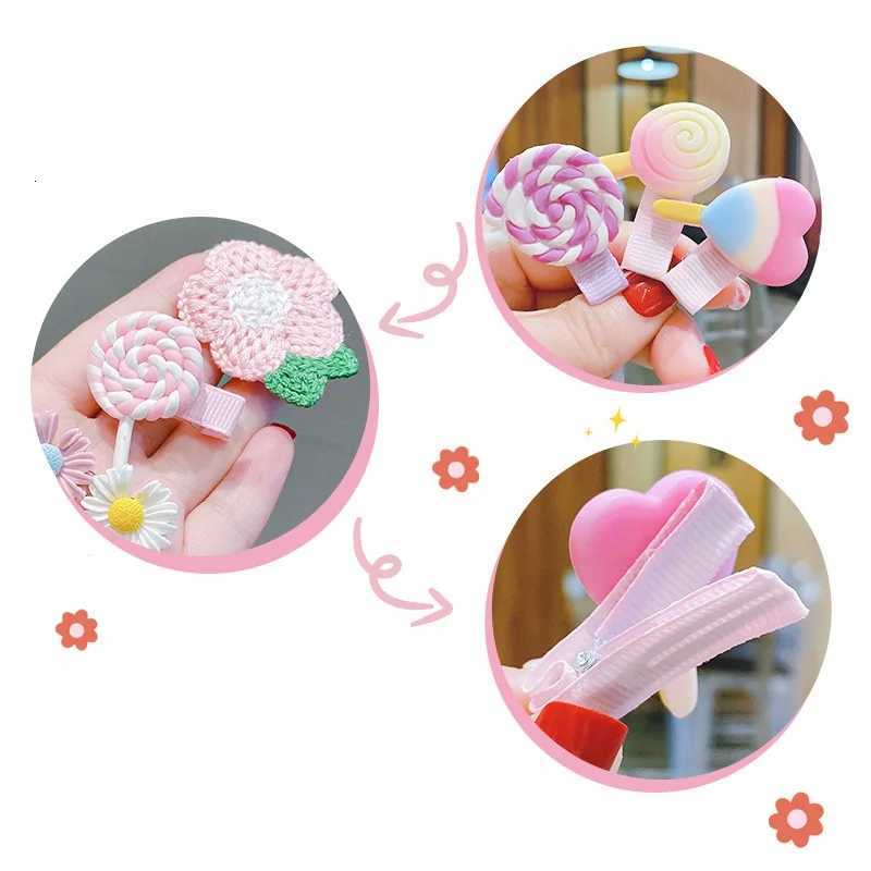 14-8Pcs/Set Cute Cartoon Bowknot Flower Hair Clips for Baby Girls Handmade Color Hairpin Barrettes Headwear Kid Hair Accessories R250730