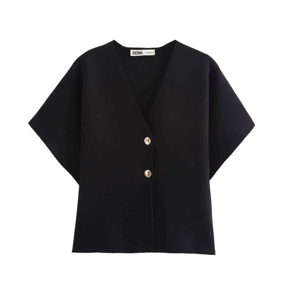 Designer Clothing 2025 2024 Autumn Knitted Women Cardigan Jacket Short Sleeves Single Breasted V Neck Sweater Y2k Crop Top Coat