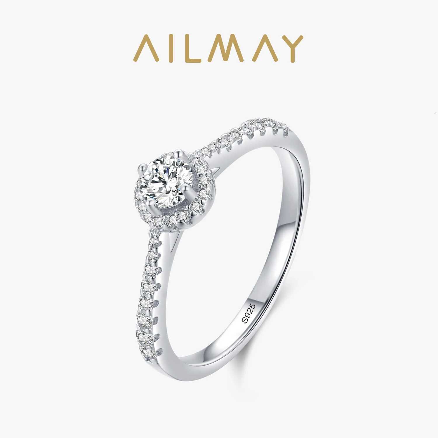 925 Sterling Silver Elegant Round Sparkling CZ Finger Ring For Women Wedding Engagement Jewelry Gift y250730