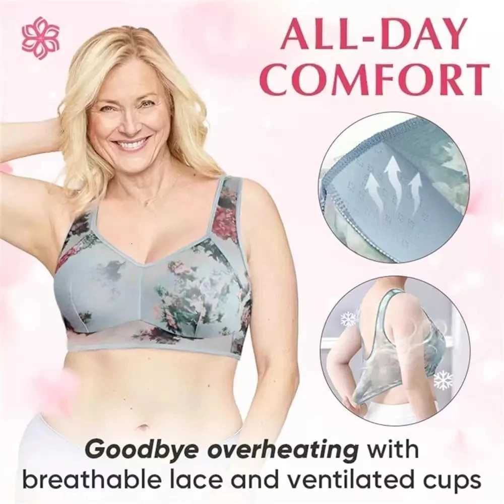 Women Ice Silk Lace Cooling Comfort Bra Buttonless Sexy Push Up Bra Seamless Bra Wireless Bralette Underwear Large Size Bra Z250730