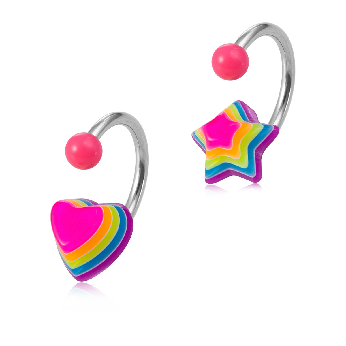 Rainbow Love Flower Stainless Steel Navel Ring Body Piercing Jewelry Ear Bone Ring