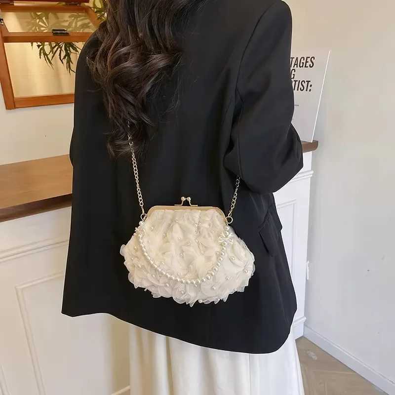 Microfiber Flowers CHAINS Crossbody Bags Hasp Beading Sweet Ladies Bags Sale 2025 Solid Spring FAshion Shoulder Bag Y250730