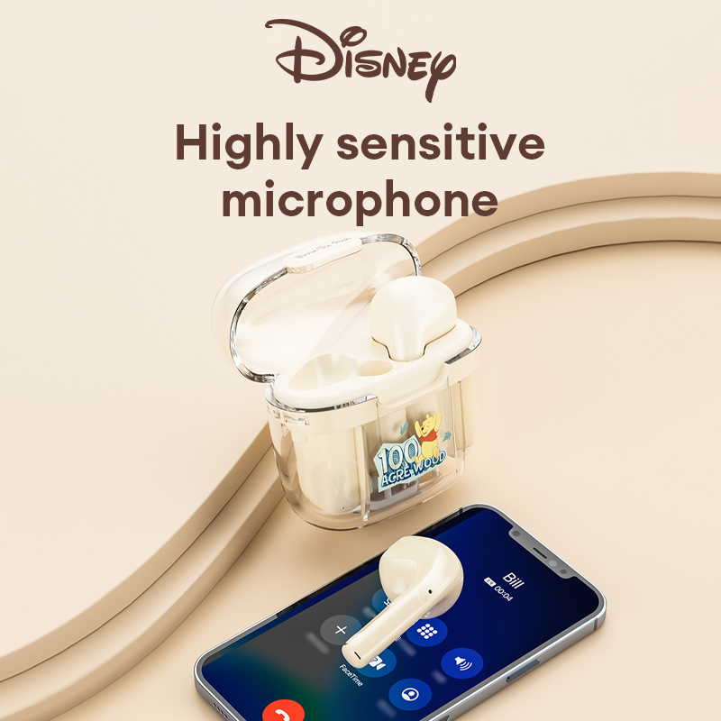 Disney Transparent Case Wireless Bluetooth Earphones HiFi Sound Music Sports Earbuds C01 Ultra-Long Battery Life Gaming Headset