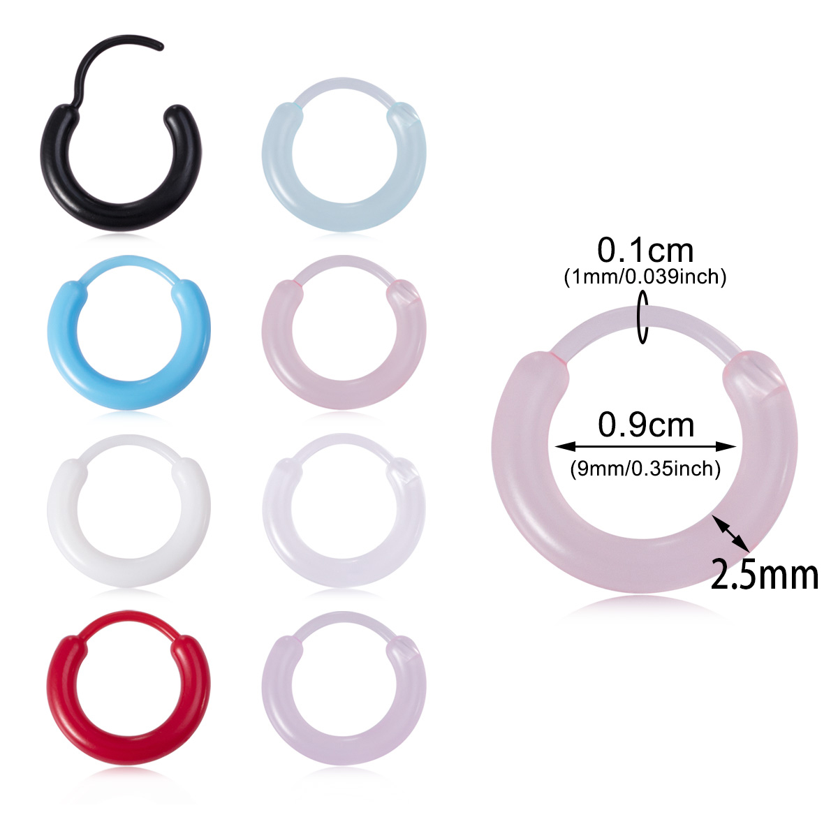 8-color resin earrings, body piercing accessories, ear bone rings wholesale