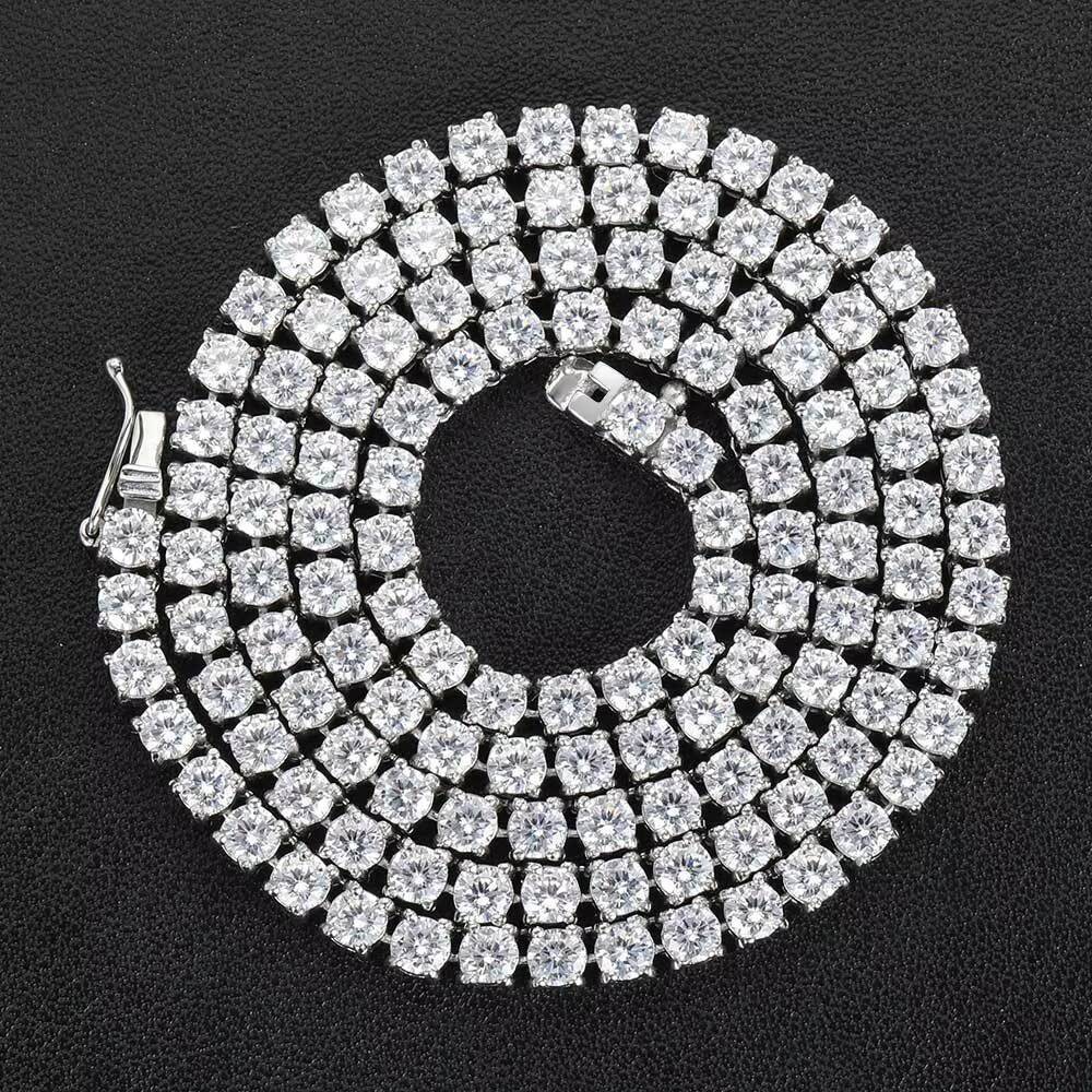 4mm Hip Hop Bling Choker Men Jewelry Iced Out Diamond Stainless Steel CZ Necklace Tennis Chain