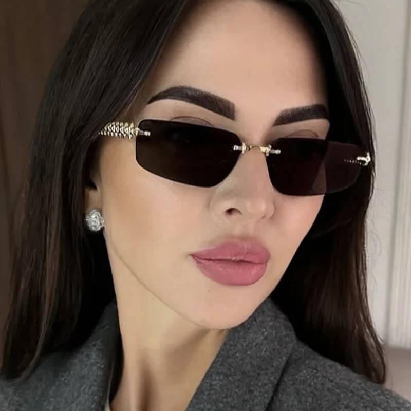 Frameless Cut Edge 2025 New Women's High end Sensation Internet Celebrity Metal Fashion Sunglasses