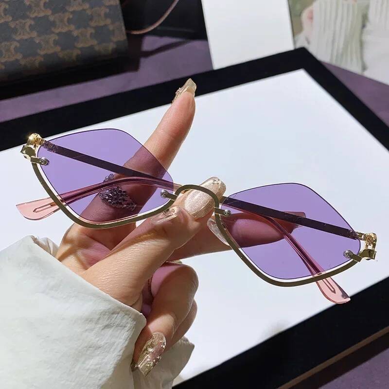 Metal Women Simple Trend Men 2025 New Half Dia Shaped Dopamine Small Frame Outdoor Sunglasses