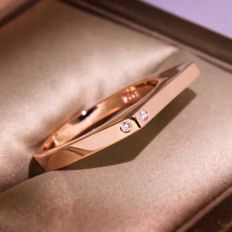 Hot Sale Geometric Ring Simple Two Bar Round Rings For Women Stainless Steel Simple Rose Gold Matte Wedding Party Rings y250730
