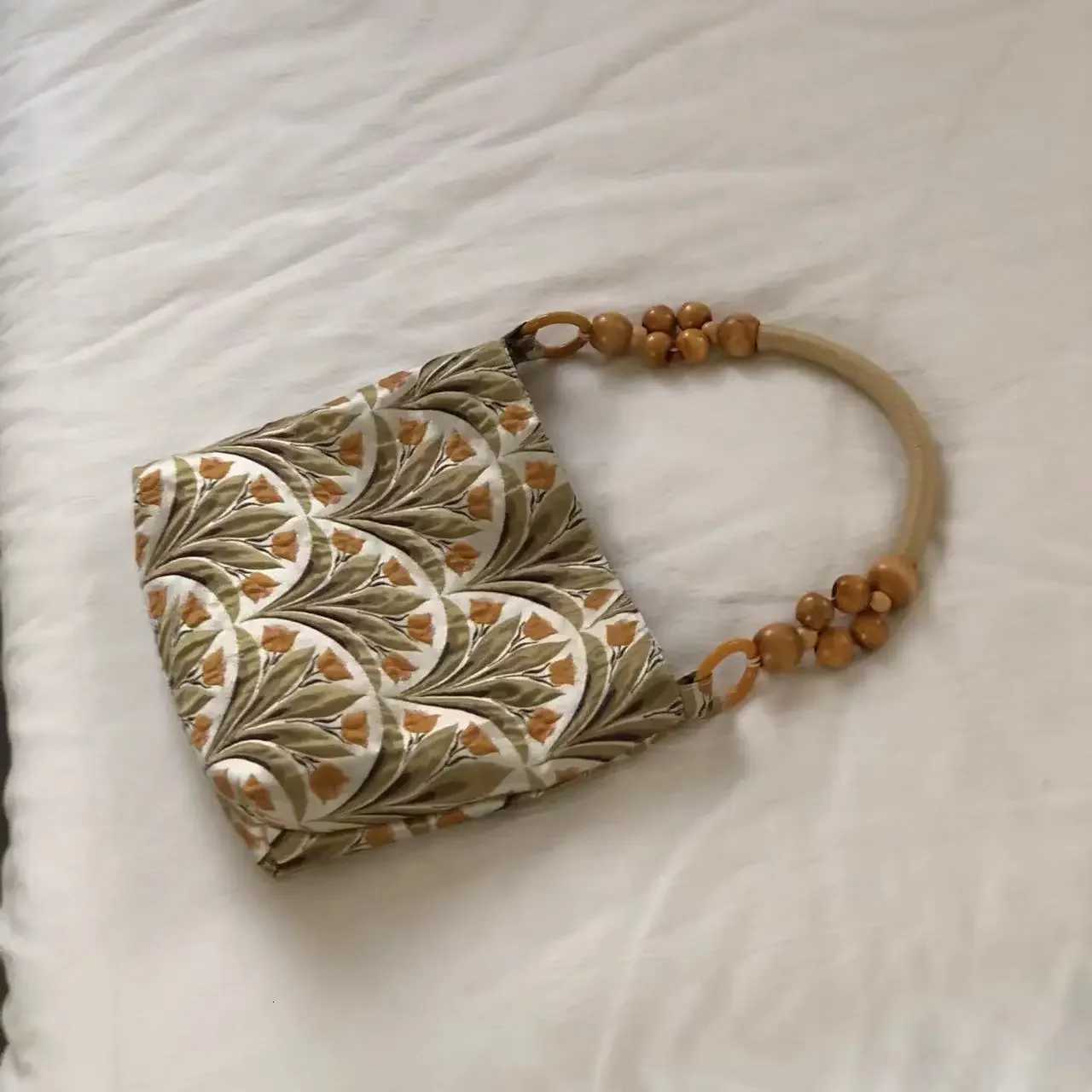 Women Bag 2023 New Vintage Hasp SOFT Mori Beading Handle Handbag Purse Harajuku Y250730